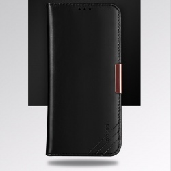 iPhone XS Max Case Genuine Leather Wallet- Black